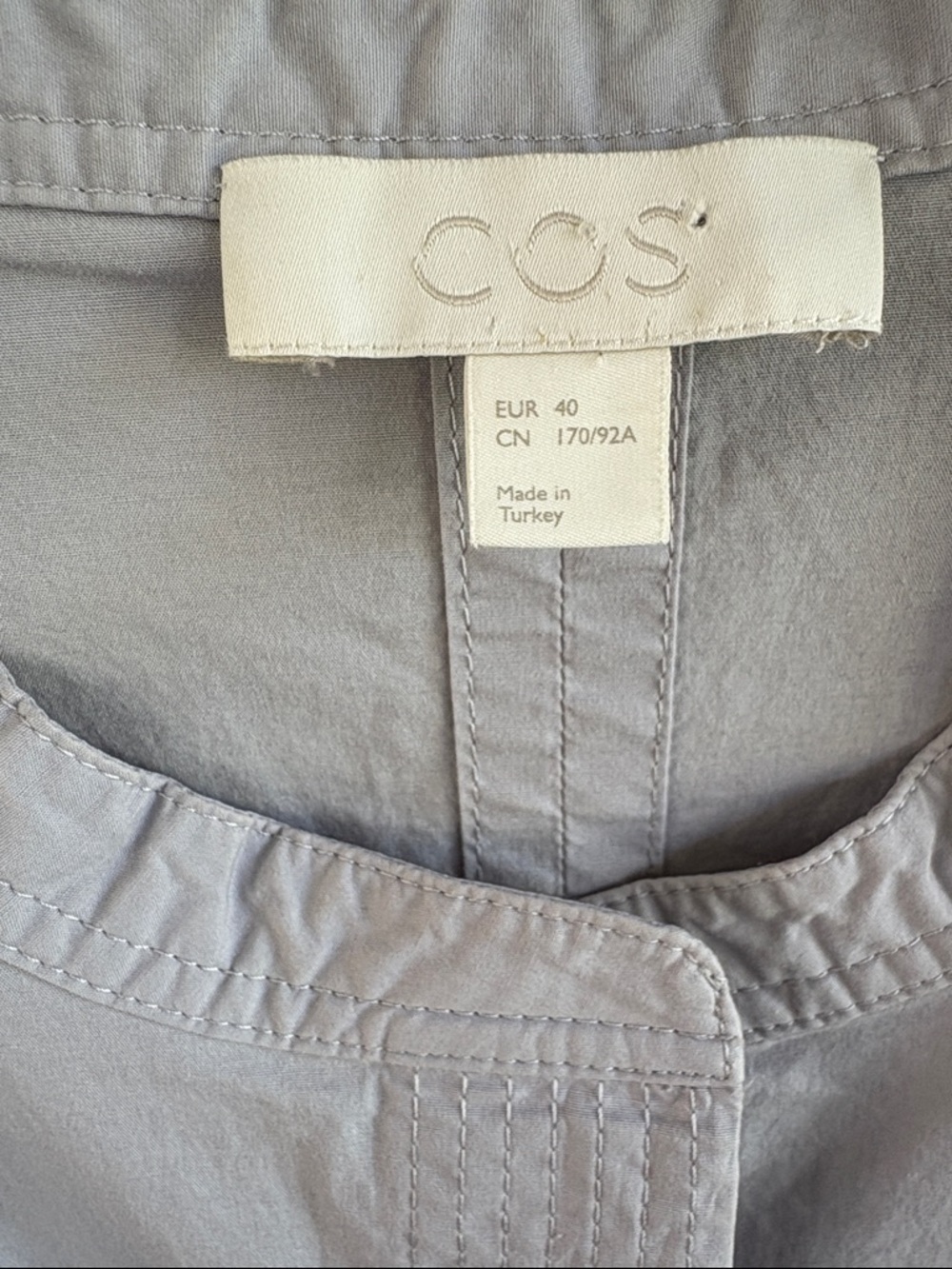 EUC COS Cotton button Front A-Line Dress Grey Size Medium - Picture 6 of 15